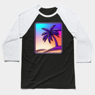 Retro vaporwave palm beach logo Baseball T-Shirt